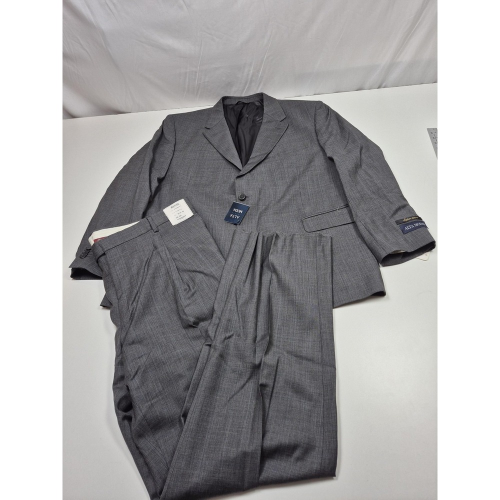 Alta Moda Suit Mens 50R Gray Super 120s Wool Check 2 Piece 45x36 Italy NWT